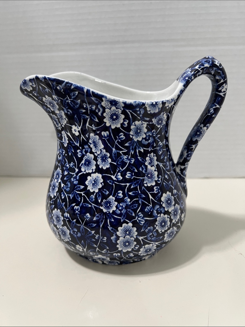 Calico Blue Floral Ceramic Pitcher by Crownford China Co. Staffordshire England